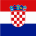 Flagge Kroatiens mit einer rot-weiß-blauen horizontalen Trikolore, einem zentralen rot-weiß schachbrettartigen Schild und fünf kleineren Schilden, die darüber eine Krone bilden.